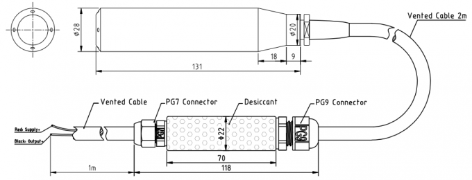 12V stały hydrostatyczny czujnik poziomu płynu w wodzie podziemnej czujnik głębokości wody 1