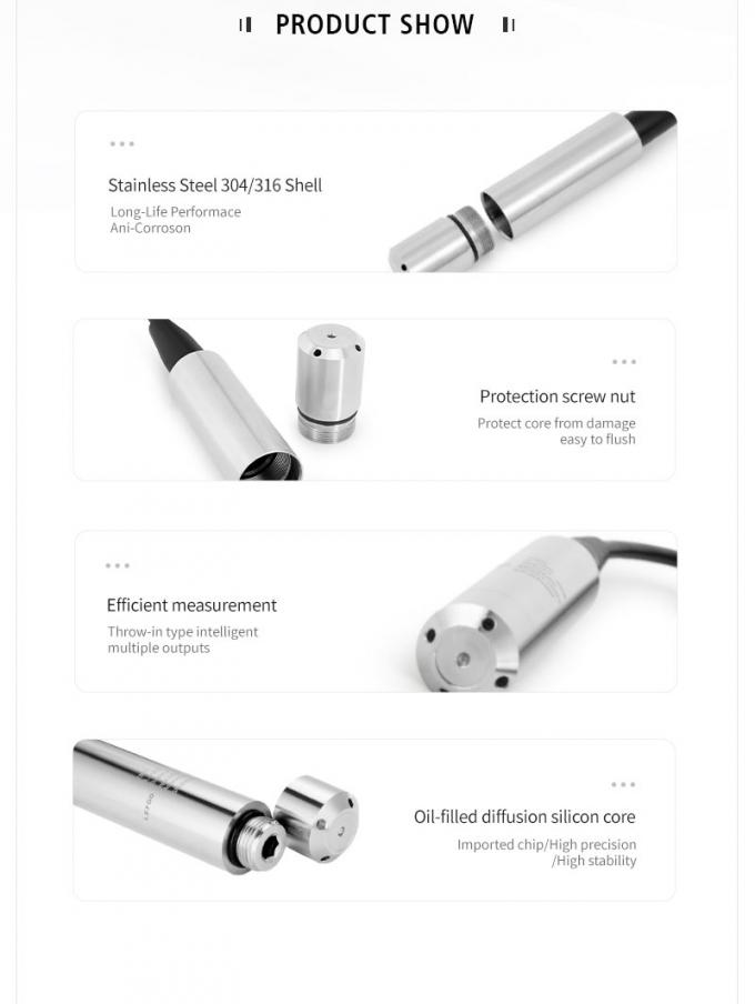 Ruijia Wyrzucany podwodny czujnik poziomu wody Przewodnik poziomu ciśnienia Przewodnik poziomu zbiornika wody Przewodniki poziomu wody 2